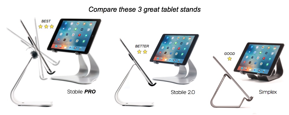 Stabile Pro Pivoting iPad Steel Stand Sturdy Ergonomic